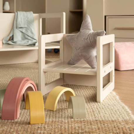 Chaise réversible en bois - tabouret évolutif 3 en 1 Beige+Blanc+Gris taupe 2 - vertbaudet enfant 