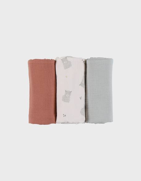 Lot de 3 langes 70* mousseline de coton bio Rouge 1 - vertbaudet enfant 