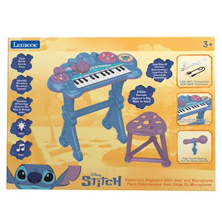 Piano électronique stitch avec siege et microphone Bleu 3 - vertbaudet enfant 