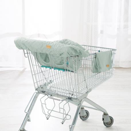 Protège-siège caddie bébé lavable + sac à dos de transport Anthracite+Vert givré 7 - vertbaudet enfant 