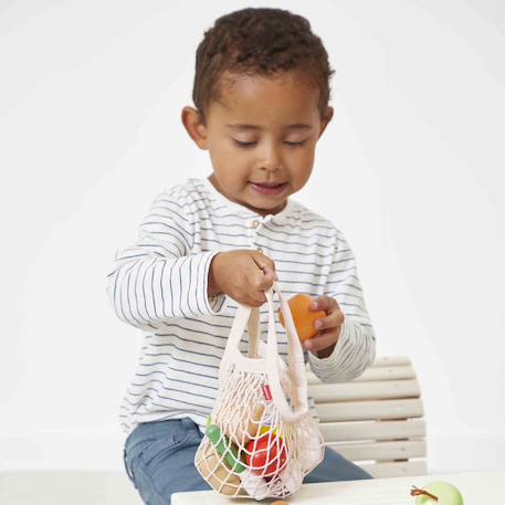 12 fruits et légumes en bois avec filet Multicolore 2 - vertbaudet enfant 