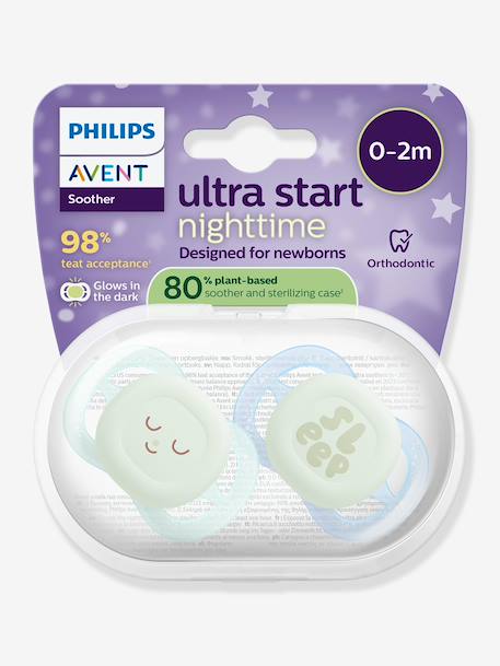 Lot de 2 sucettes Ultra start 0-2M bleu+mauve 4 - vertbaudet enfant 