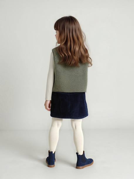 Gilet fille sans manches en sherpa vanille+vert 14 - vertbaudet enfant 