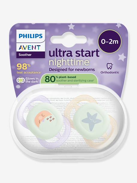 Lot de 2 sucettes Ultra start 0-2M bleu+mauve 8 - vertbaudet enfant 