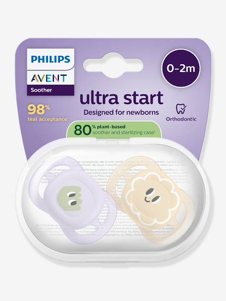 Lot de 2 sucettes ultra douces 1er âge bleu+mauve 8 - vertbaudet enfant 