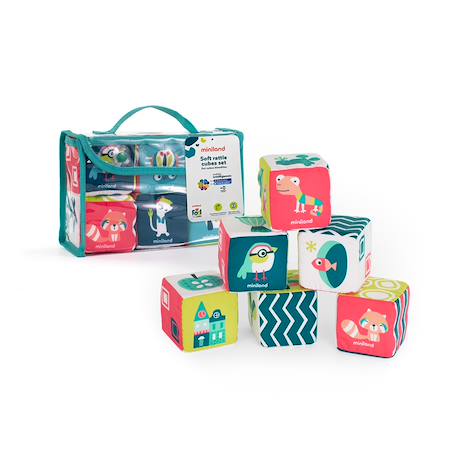 Ensemble de cubes doux avec hochet pour bébés Multicolore 3 - vertbaudet enfant 