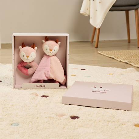 Coffret cadeau bébé cerf avec doudou et hochet Rose 5 - vertbaudet enfant 