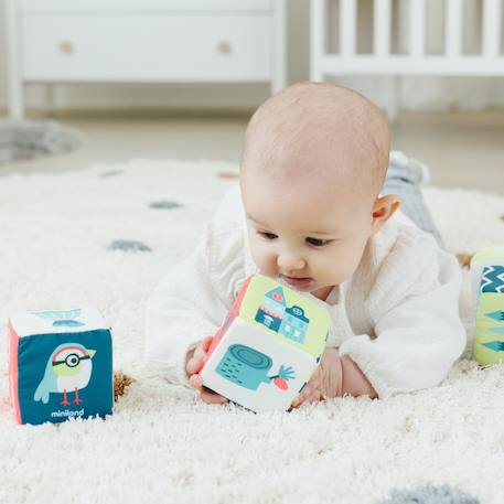 Ensemble de cubes doux avec hochet pour bébés Multicolore 4 - vertbaudet enfant 