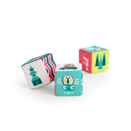 Ensemble de cubes doux avec hochet pour bébés Multicolore 2 - vertbaudet enfant 