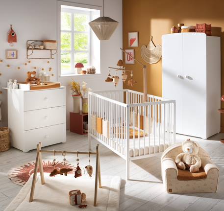 Armoire bébé 2 portes - basic Blanc+Blanc/gris+Blanc/rose 4 - vertbaudet enfant 