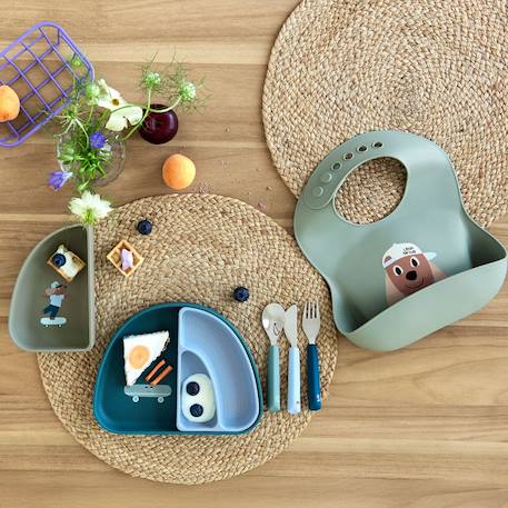 Assiette à compartiments (3pcs) - tiny team, chien Vert 3 - vertbaudet enfant 