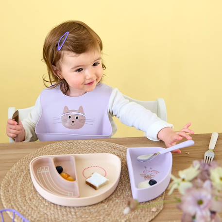 Bavoir en silicone - tiny team chat Rose 4 - vertbaudet enfant 