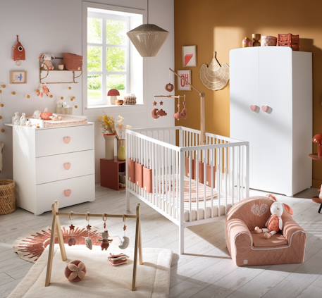 Armoire bébé 2 portes - basic Blanc+Blanc/gris+Blanc/rose 14 - vertbaudet enfant 