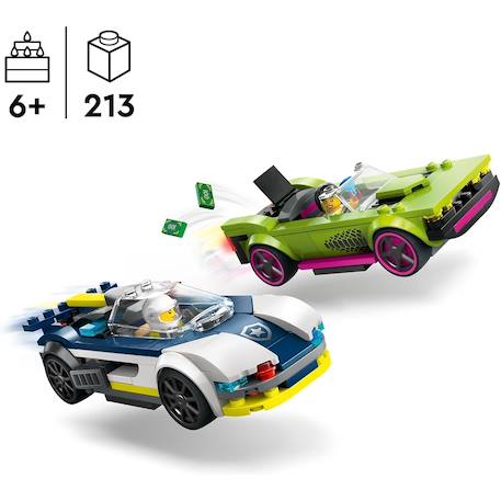 Lego city - la course-poursuite entre la voiture de police et la super voiture - 60415 Multicolore 4 - vertbaudet enfant 