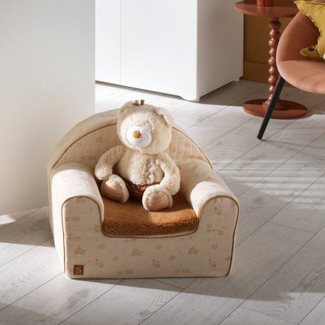 Fauteuil club enfant en gaze de coton et sherpa - orsino Beige 3 - vertbaudet enfant 