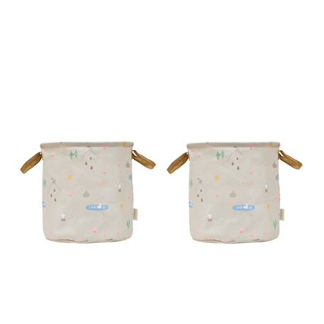 Ensemble de 2 paniers de rangement moyens en polyester Beige 1 - vertbaudet enfant 