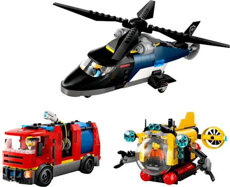 Lego city - hélicoptère, camion de pompiers et sous-marin modulable - 60462 Multicolore 3 - vertbaudet enfant 