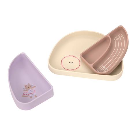Assiette à compartiments (3pcs) - tiny team, chat Rose 5 - vertbaudet enfant 