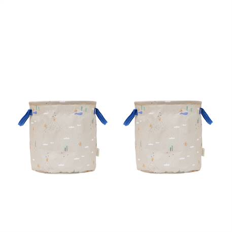 Ensemble de 2 paniers de rangement moyens en polyester Beige 1 - vertbaudet enfant 
