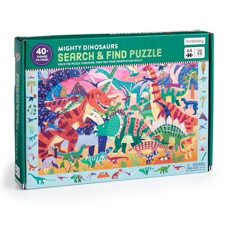 Puzzle 64 pièces - dinos puissants Multicolor 1 - vertbaudet enfant 