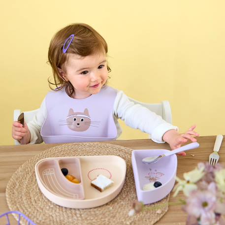Assiette à compartiments (3pcs) - tiny team, chat Rose 2 - vertbaudet enfant 