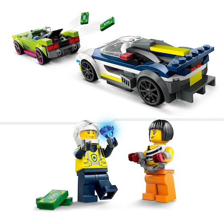 Lego city - la course-poursuite entre la voiture de police et la super voiture - 60415 Multicolore 6 - vertbaudet enfant 