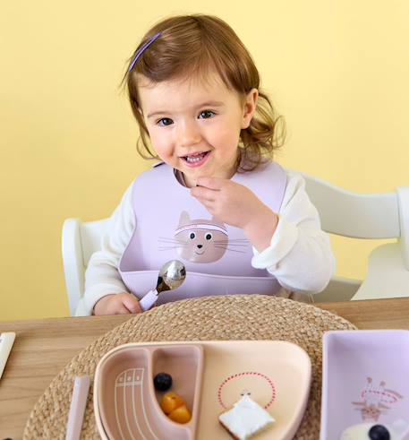 Bavoir en silicone - tiny team chat Rose 5 - vertbaudet enfant 