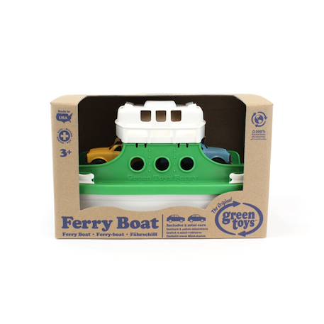 Ferry Boat avec 2 mini voitures – jouet de bain en plastique recyclé Green 3 - vertbaudet enfant 