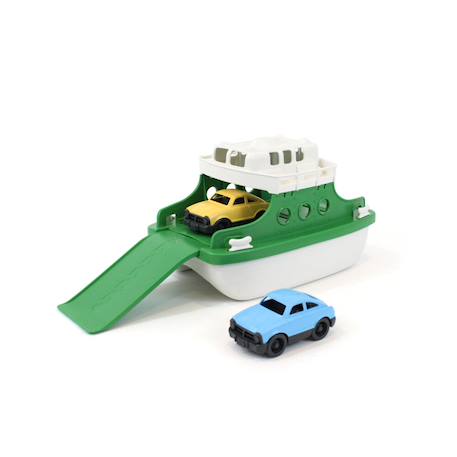 Ferry Boat avec 2 mini voitures – jouet de bain en plastique recyclé Green 2 - vertbaudet enfant 