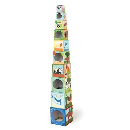 Jeu à empiler - Pyramide animaux du monde Multicolor 1 - vertbaudet enfant 