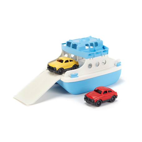 Bateau avec 2 mini voitures – jouet de bain en plastique recyclé Blue;white 2 - vertbaudet enfant 