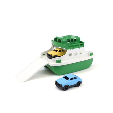 Ferry Boat avec 2 mini voitures – jouet de bain en plastique recyclé Green 1 - vertbaudet enfant 