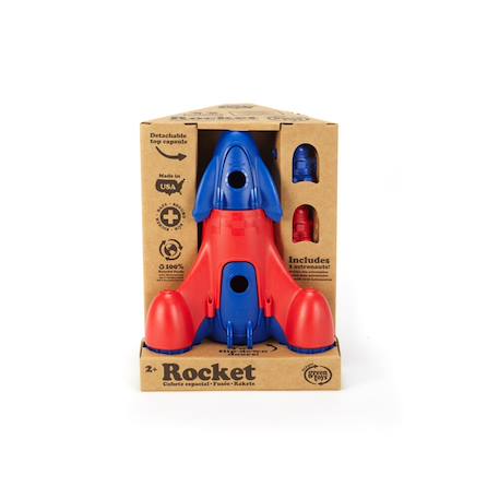Fusée écologique avec capsule et astronautes – jouet spatial en plastique recyclé Rouge Bleu 3 - vertbaudet enfant 