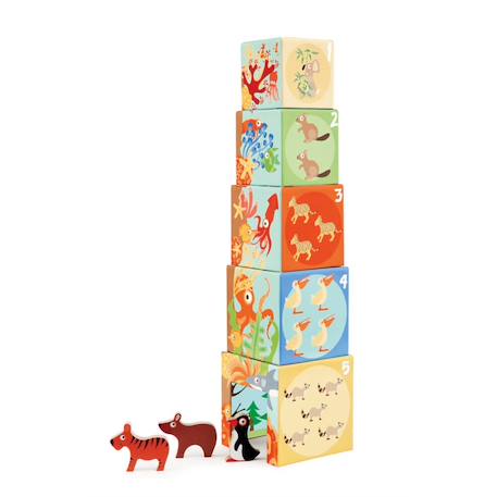 Jeu à empiler - Pyramide animaux du monde Multicolor 2 - vertbaudet enfant 