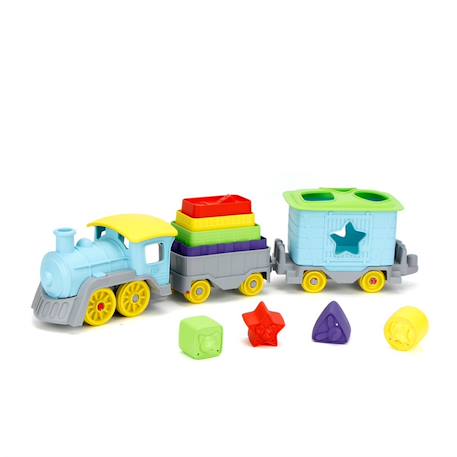 Train empilable et triable – jouet éducatif en plastique recyclé Multicolor 2 - vertbaudet enfant 