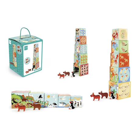 Jeu à empiler - Pyramide animaux du monde Multicolor 1 - vertbaudet enfant 