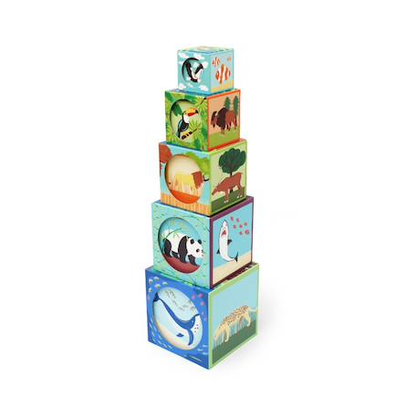 Jeu à empiler - Pyramide animaux du monde Multicolor 4 - vertbaudet enfant 