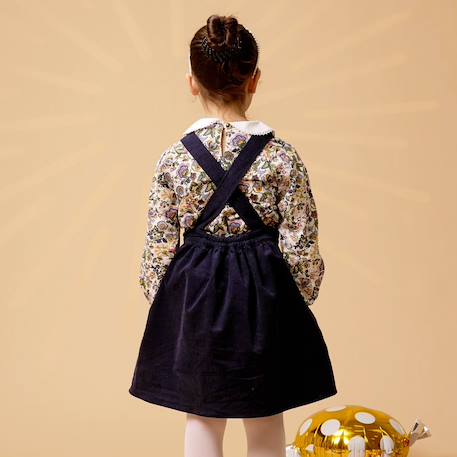 Robe salopette hiver   velours    ecolière Bleu marine 2 - vertbaudet enfant 