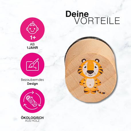 Jeu de tampons en bois Zoo Animals – activité créative parent-enfant - animaux du zoo Multicolor 2 - vertbaudet enfant 