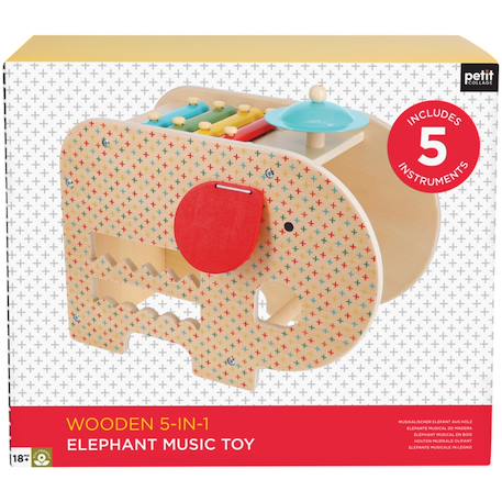 Jouet musical éléphant 5 en 1 en bois – éveil musical dès 18 mois Multicolor 6 - vertbaudet enfant 