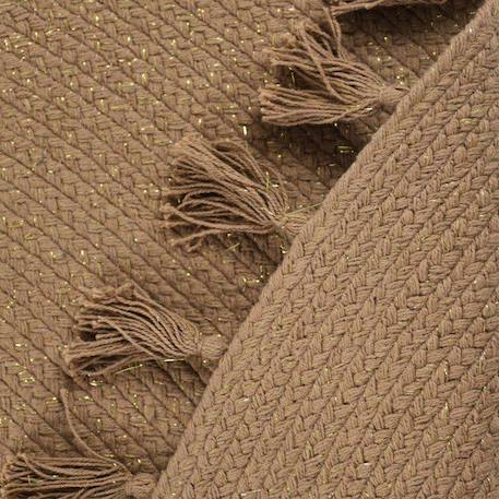 Tapis chambre enfant coton rond avec pompons lisette Marron 4 - vertbaudet enfant 