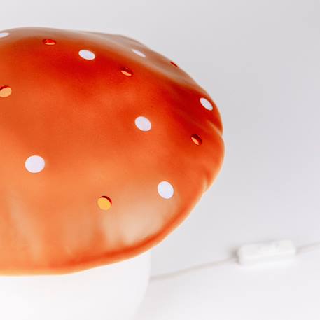 Grande lampe veilleuse champignon peinte à la main Blanc, orange 4 - vertbaudet enfant 