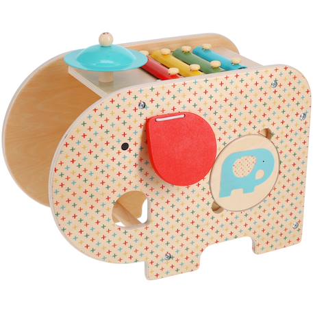 Jouet musical éléphant 5 en 1 en bois – éveil musical dès 18 mois Multicolor 2 - vertbaudet enfant 