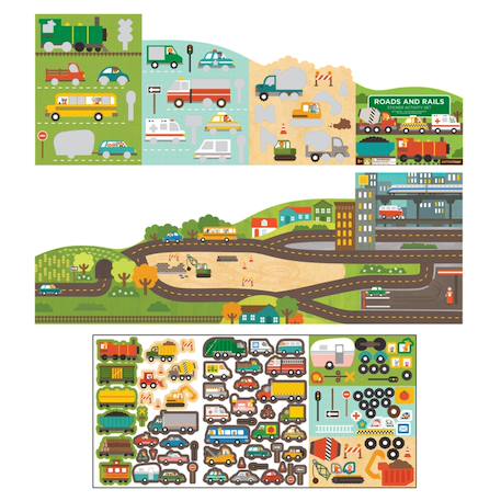 Autocollants reutilisables set - routes + rails Multicolor 2 - vertbaudet enfant 