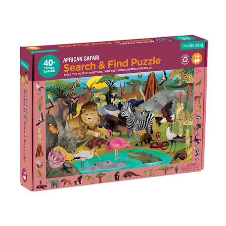 Puzzle 64 pièces - safari africain Multicolor 1 - vertbaudet enfant 