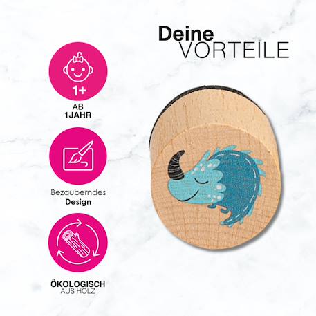 Set de tampons en bois, activité créative parent-enfant, dinos Multicolor 2 - vertbaudet enfant 