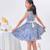 Robe col claudine    fleurie   hepburn Bleu marine blanc 2 - vertbaudet enfant 