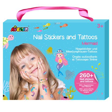 Autocollants et tatouages pour les ongles, thème sirènes Multicolor 1 - vertbaudet enfant 
