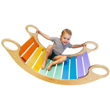 Pont bascule en bois - toboggan - jouet éducatif pour enfants Multi-coloured 3 - vertbaudet enfant 