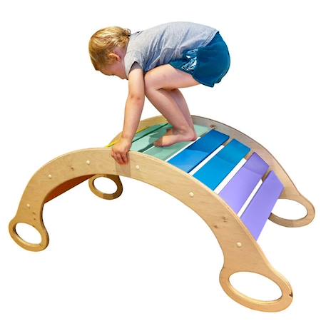 Pont bascule en bois - toboggan - jouet éducatif pour enfants Multi-coloured 2 - vertbaudet enfant 